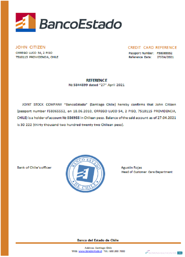 Download Chile Banco del Estado reference Photoshop template